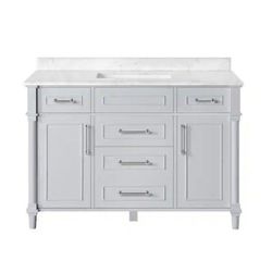 Home Decorators Collection Aberdeen 48 in. Single Sink Freestanding Dove Gray Bath Vanity with Carrara Marble Top (Assembled)