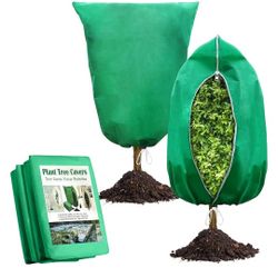 2Pack 31" X47"Plant Covers Freeze Protection,2.82 oz/yd2 Frost Cloth with Zipper Drawstring Frost Blankets Plant Protection Cover Bags for Winter Cold