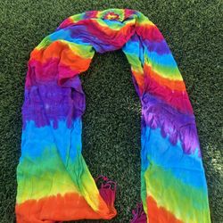 Rainbow Tye Dye Scarf % Rayon with Fringe 66 x 20