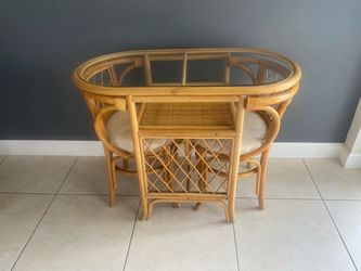 MidCentury Bamboo Rattan Bistro Set