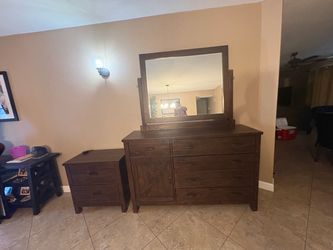 Brenna Espresso Dresser & Mirror Combo with Nightstand