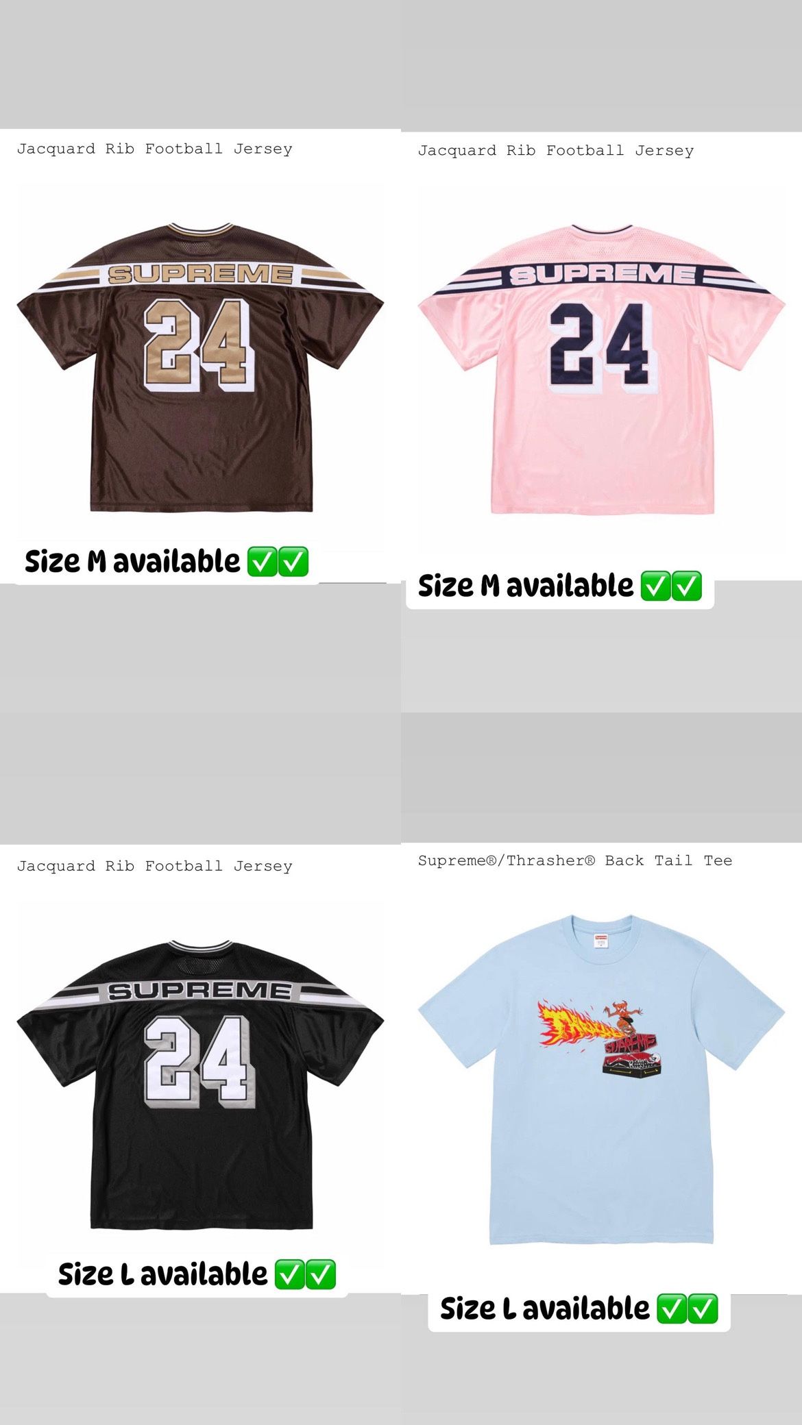 Supreme X Thrasher FW24” Week 6 Football Jersey, Beanie, & Sweater
