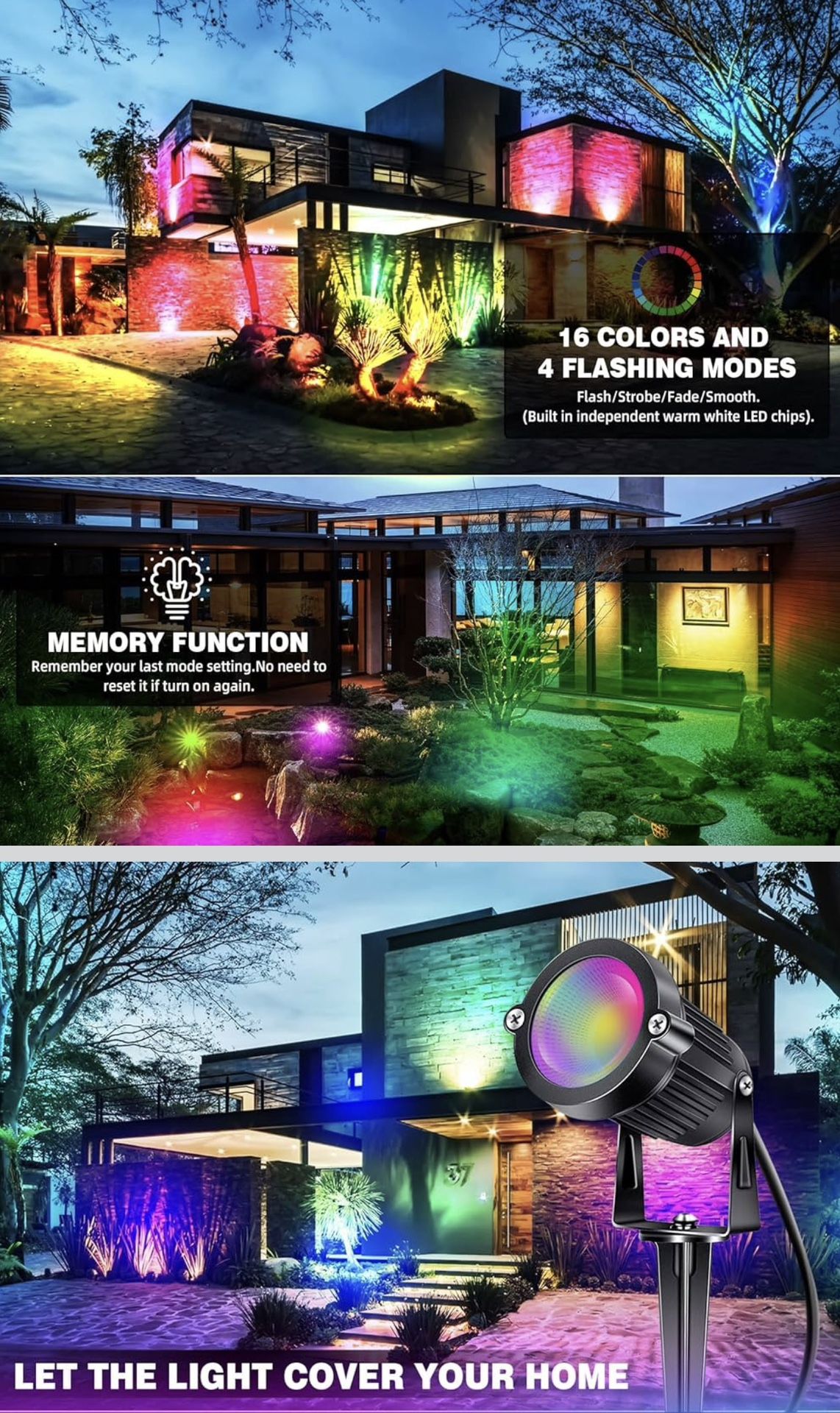 Outdoor Colors Changing Solar Spotlight Decoration