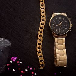 Men Watch With Matching Bracelet 