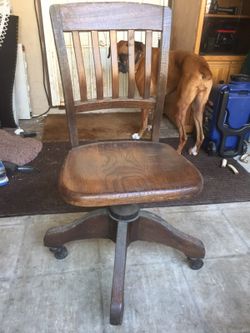 Wood desk chair antique