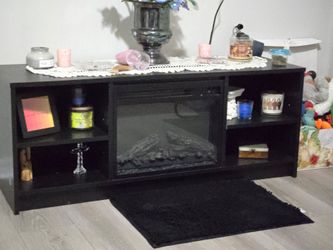 Black Electric Fireplace TV Stand