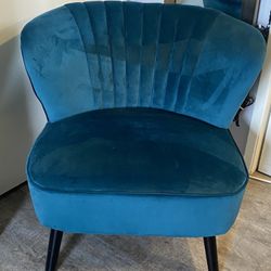 Blue Velvet Scalloped Armchair