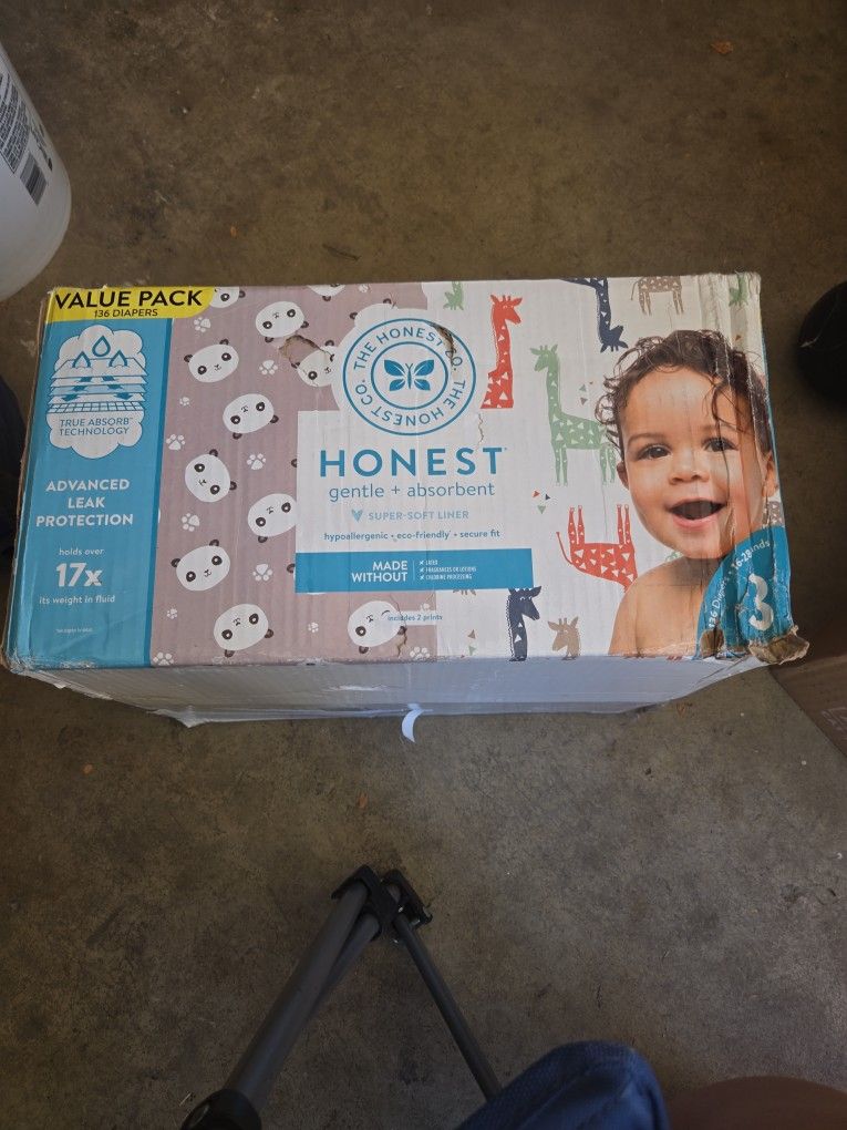 Honest SIZE 3 DIAPERS With 136 Count
