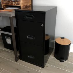 Black 3 Drawer File Cabinet With Hanging Folders