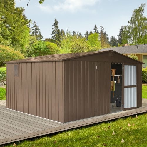 Outdoor Sheds 11FT x 12.5FT & Outdoor Storage , Metal Anti-Corrosion Utility Tool House with Lockable Door & Shutter Vents, Waterproof Storage