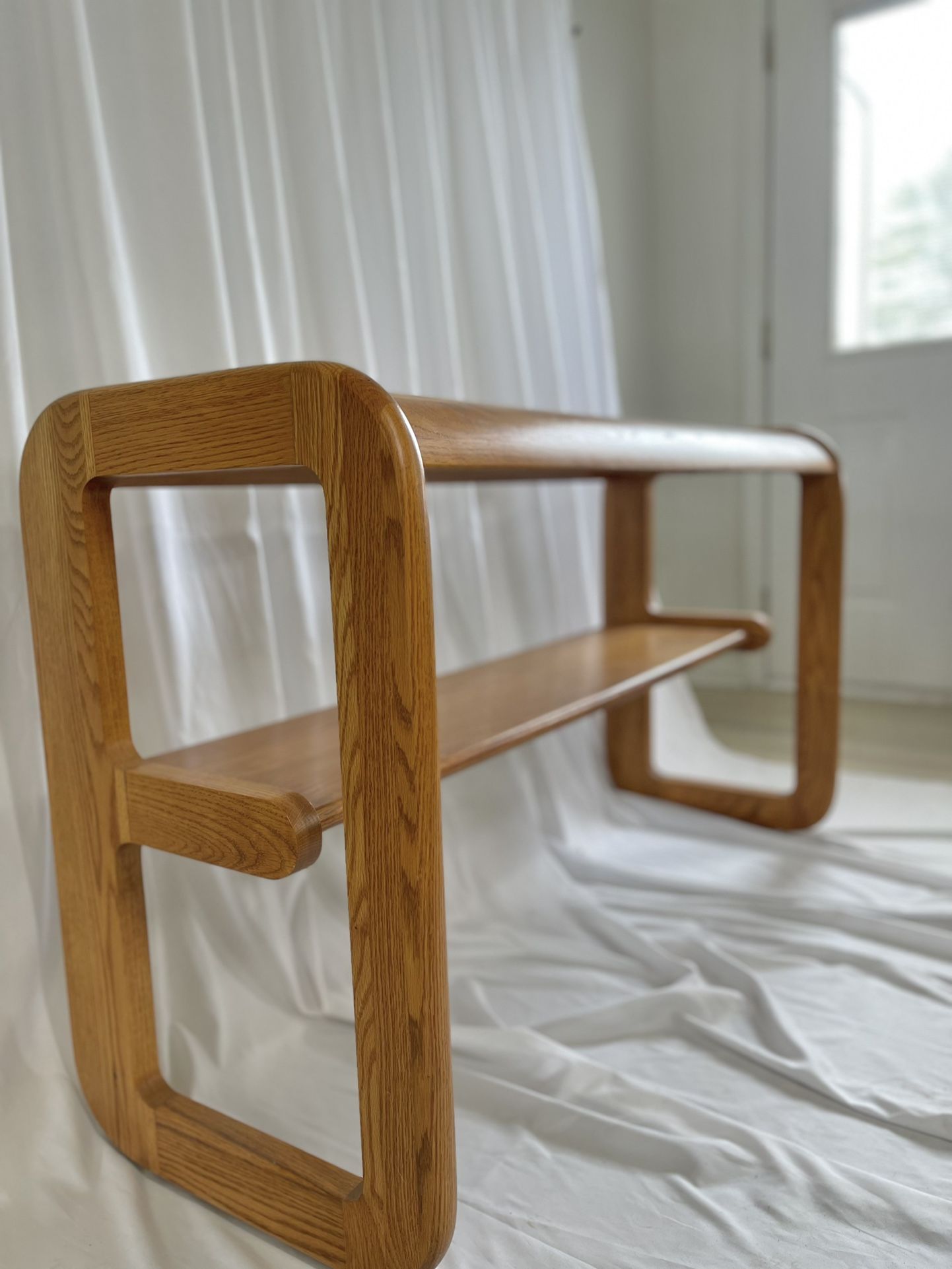 ⭐️1970’s Mid Century Modern Hodges Mersman Oak Smoked Glass Console Sofa Table⭐️