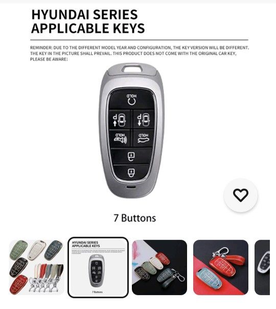 For HYUNDAI Santa Fe Tucson Sonata Car Remote Smart Key Fob Case Cover 7 Button