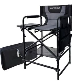 WKFAMOUT Tall Folding Director Chair with Side Table