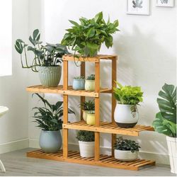 4 Tier Bamboo Plant Stand for Indoor & Outdoor