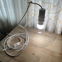 IKEA JAKOBSBYN Pendant lamp shade, clear glass, 12" + HAVRIS Cord