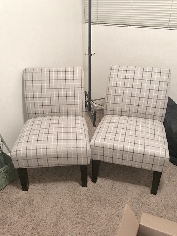 Brand New Pair of Grey Plaid Accent Chairs (Threshold / Target)