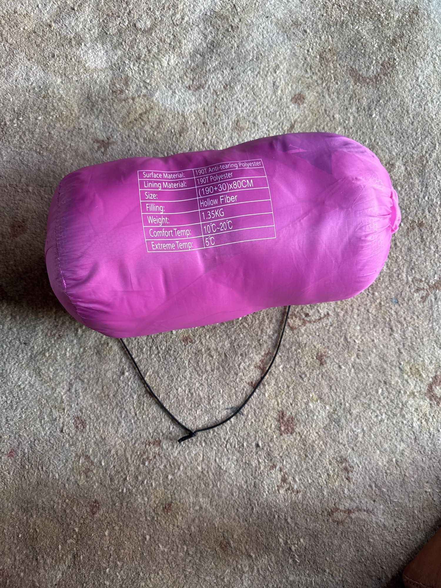 Pink 3-Season Rectangular Sleeping Bag