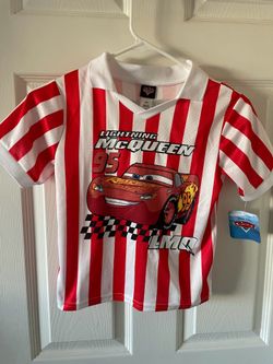 Toddler Boys Small Size 6 Disney Pixar Cars Lightning McQueen Jersey Shirt V Neck