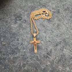 14k Jesus Crucifix Gold Chain Pendant