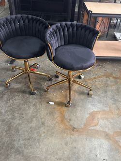 Velvet Woven Home Office Chair, Modern Swivel Desk Chair with Wheels, Height Adjustable Vanity Chair（set of 2）