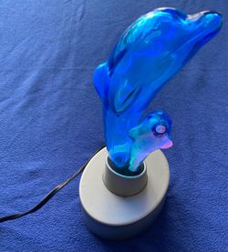 Blue Dolphins Acrylic Figurine Night Light Plasma Lamp