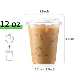 50 Sets of Plastic Cups with Lids, Frozen Cold Drink Storage Containers, Disposable Clear Plastic C