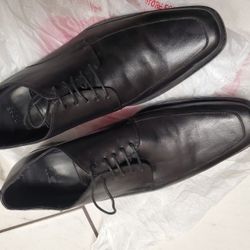 Hugo Boss Black Leather Lace Up Shoes 👞 Men Size 9.5