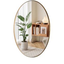 ANDY STAR Oval Gold Mirror, 22x30'' Brushed Gold Oval Mirror for Bathroom, Oval Wall Mirror for Btahroom Gold Vanity Mirror in Stainless Steel Frame W