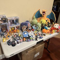 Collection Of Pokemon Naruto Pop Mart Figures Plushes Keychains Funko Pops