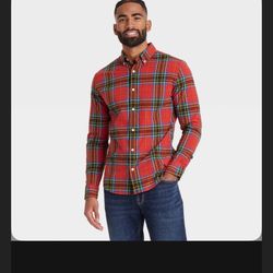 Men's Long Sleeve Plaid Poplin Shirt - Goodfellow & Co™ Stewart Red XXL