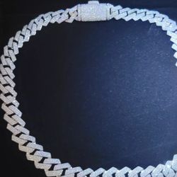 16mm  Real Miami Cuban Link Prong Chain Sterling Silver Necklace 22"