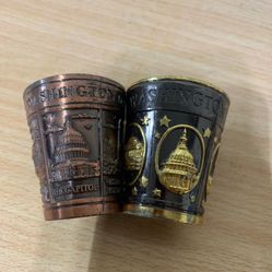 2 Shot glasses METAL (SG24-870 black "BLACK & GOLD"Copper . D.C. MONUTMENTS