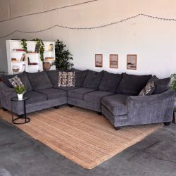 Gray U-Shaped Sectional Couch with Cuddler-FREE DELIVERY