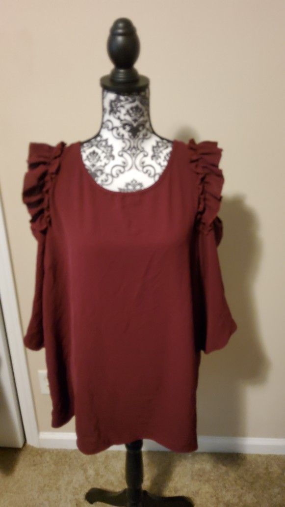 USA Wine Cold Shoulder Blouse Size 3XL