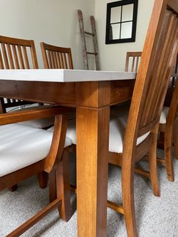 Wood Dining Table with 6 Chairs