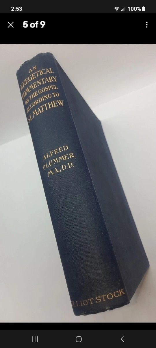 An Exegetical Commentary on The Gospel Of Matthew Afred Plummer 2nd Edition 1910