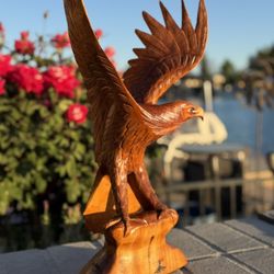 Wooden Hand Carved Eagle Sculpture 