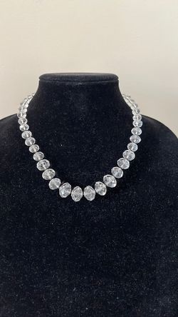 Crystals Beaded Necklace With a Black Beads 