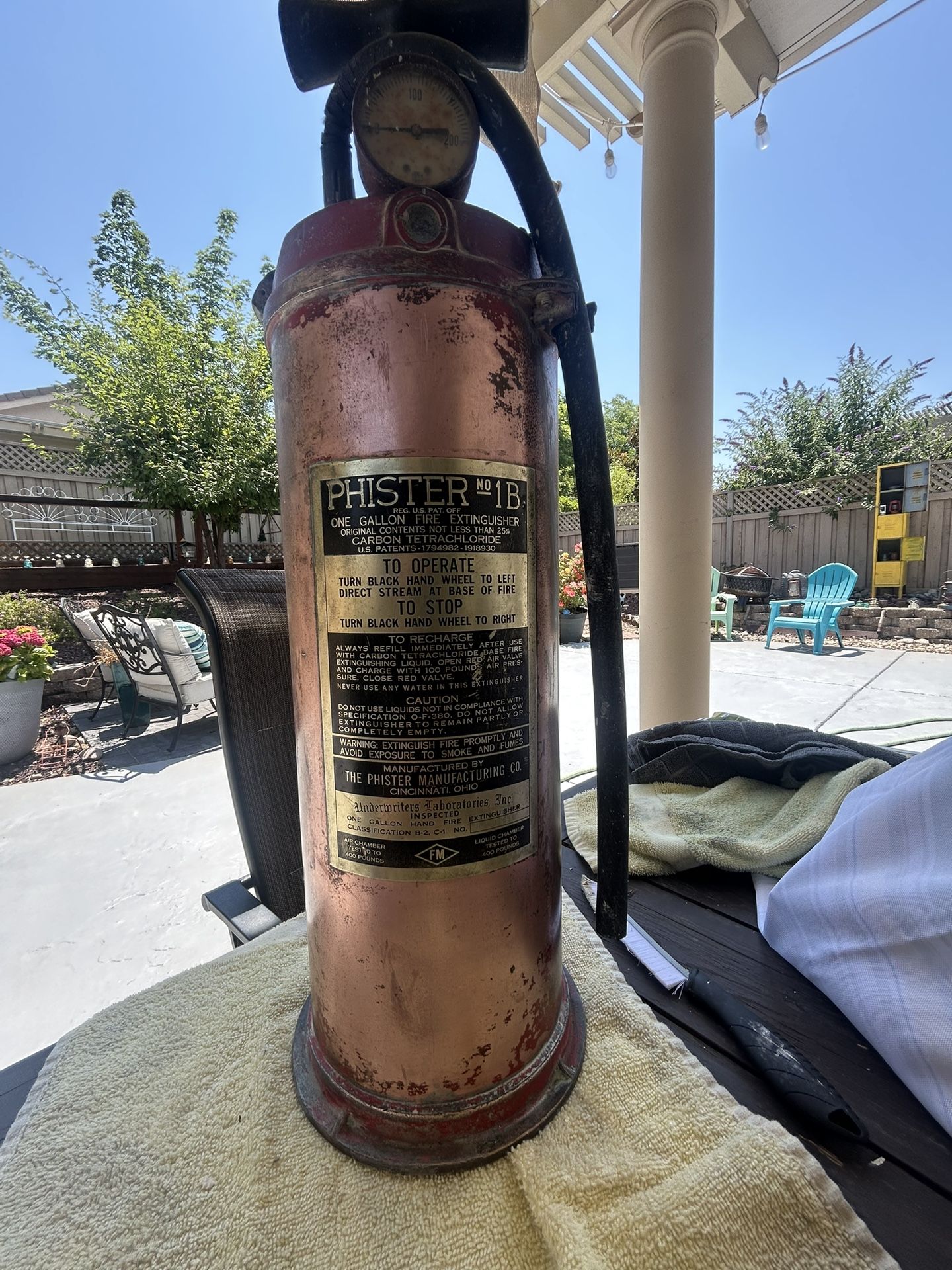 Old Brass Pump Fire Extinguisher