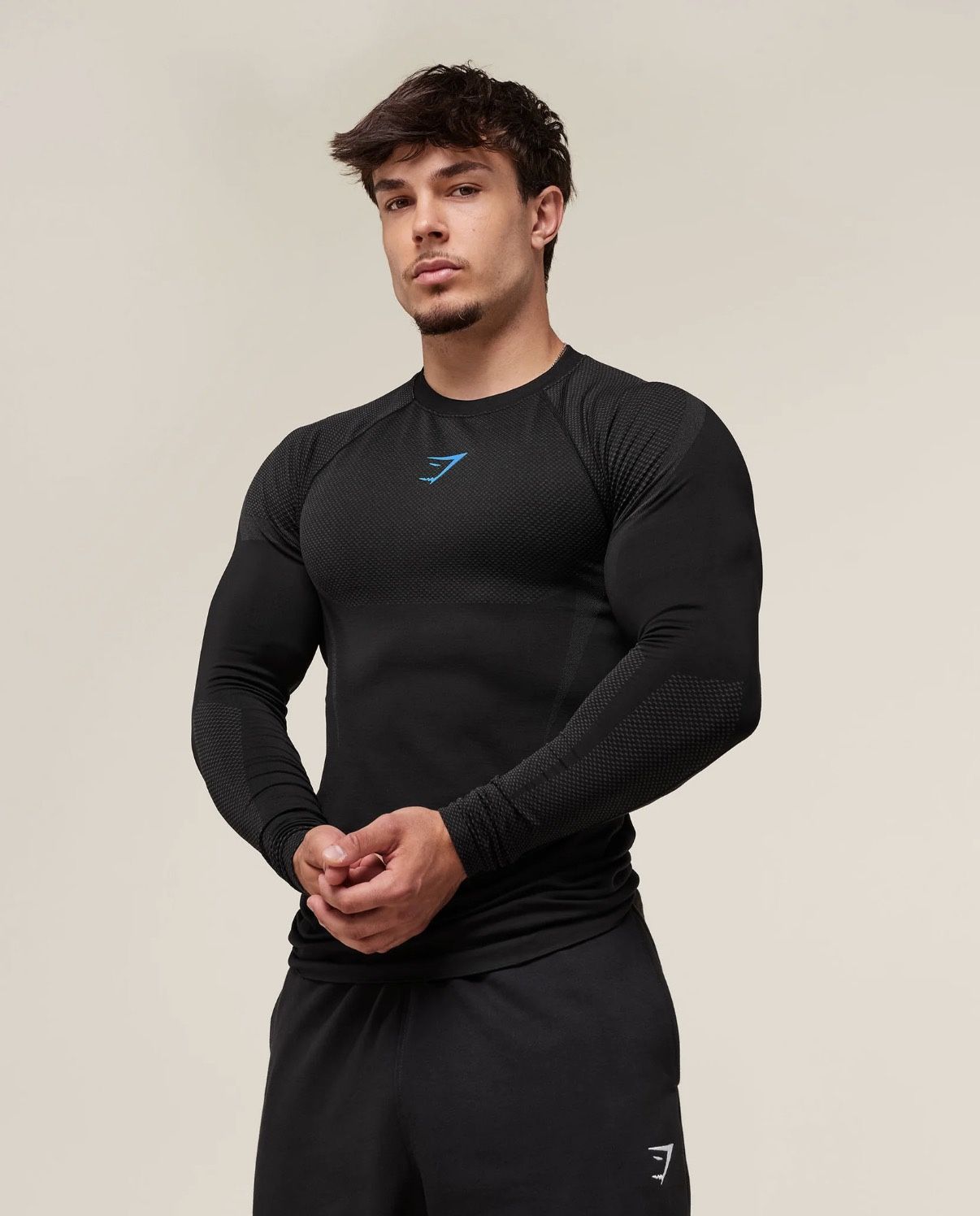 GYMSHARK ONYX 5.0 LONG SLEEVE T-SHIRT - Black/Onyx Grey - Size Small, Medium, Large (1 of each)