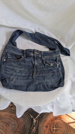 Handmade casual denim shoulder bag or crossbody bag,crafted from upcycled jeans.