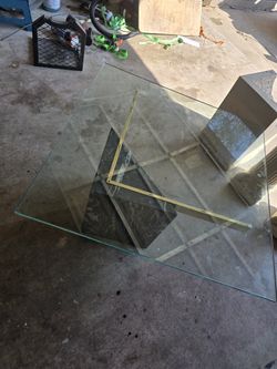 Artedi Travertine and Glass Brass Coffee Table 1970s