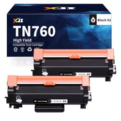XJI Compatible Toner Cartridges Replacement for Brother TN760 TN-760 TN730 TN-730 High Yield (Black, 2 Pack)