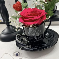 valentine’s day teacup trinket tray /mini flower vase