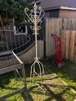 French-style wrought iron coat and hat stand