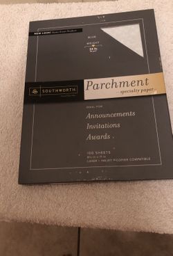 New 1 box of southworth parchment specialty paper blue 100 sheets