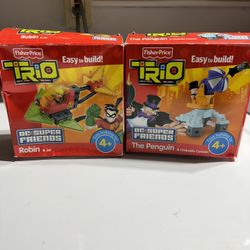 FISHER-PRICE TRIO BLOCKS-BATMAN DC SUPER FRIENDS, THE PENGUIN & ROBIN