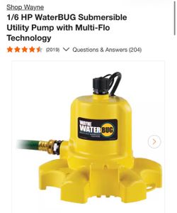 Wayne WaterBUG 1/6 HP Submersible Utility Pump