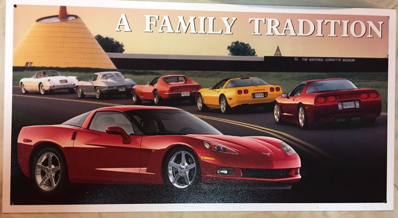 Chevy Corvette a Family Tradition metal sign