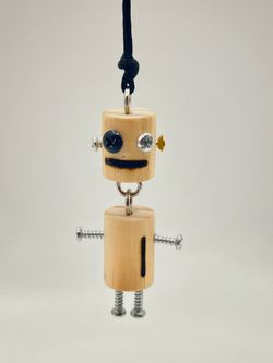Handmade wooden robot car pendant